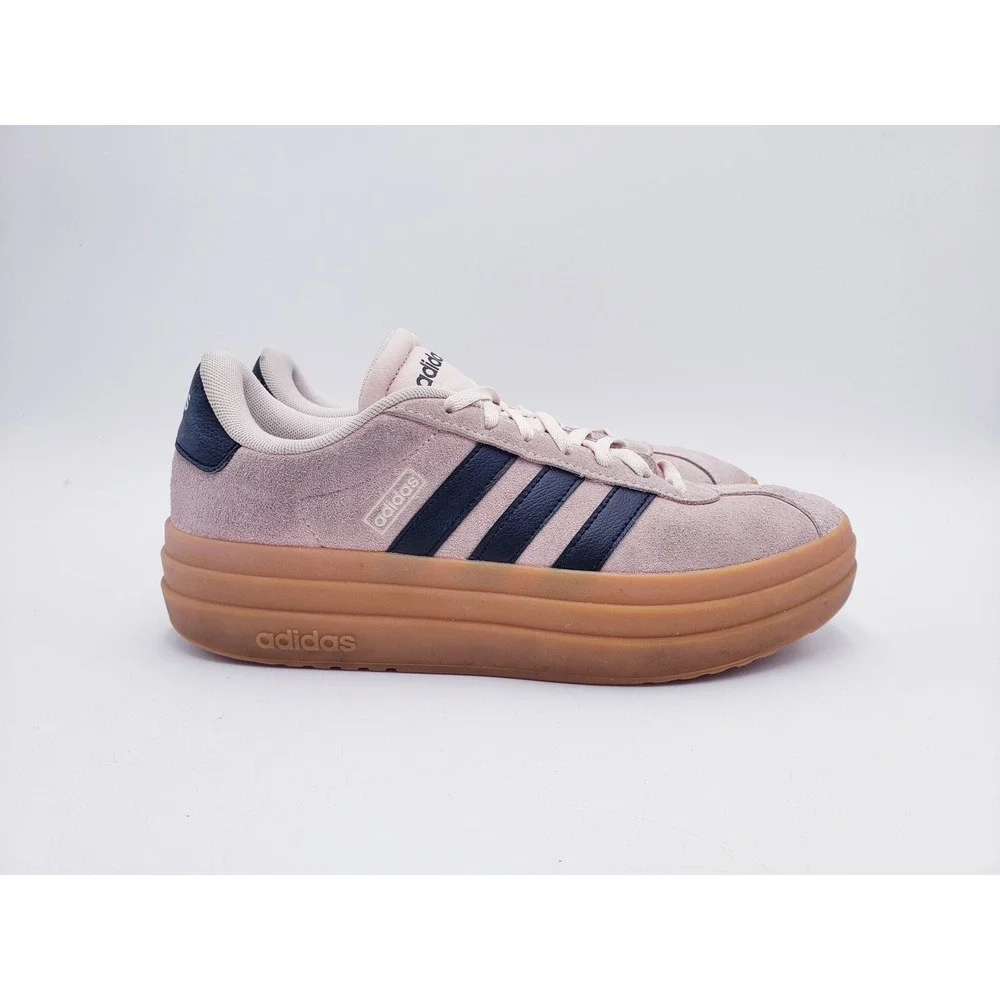 Adidas VL Court 3.0 Platform Sneakers Light Pink Suede Leather Womens Size 8‎